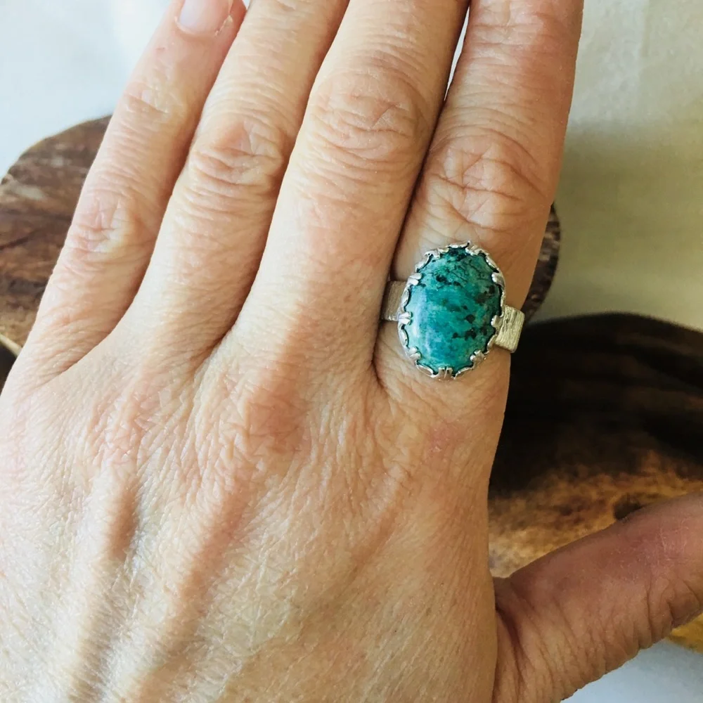 Sterling Silver African‎ Turquoise Ring Handmade